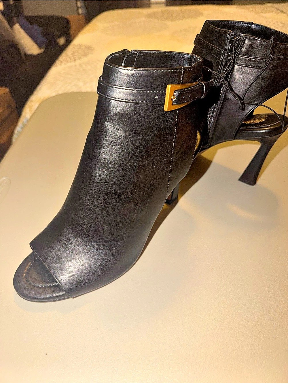 Vince Camuto Black Peep Toe Heels US 10